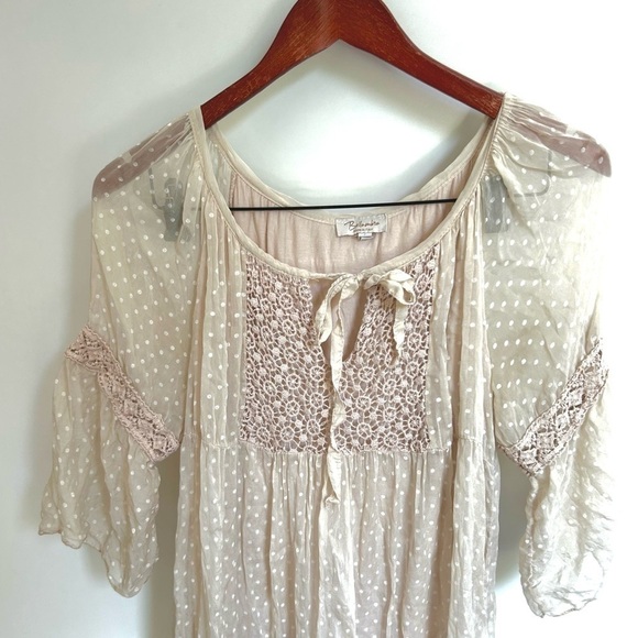 Bellamrbia Silk Blend Boho Tiered Dress made in Italy ivory off white - Picture 4 of 6